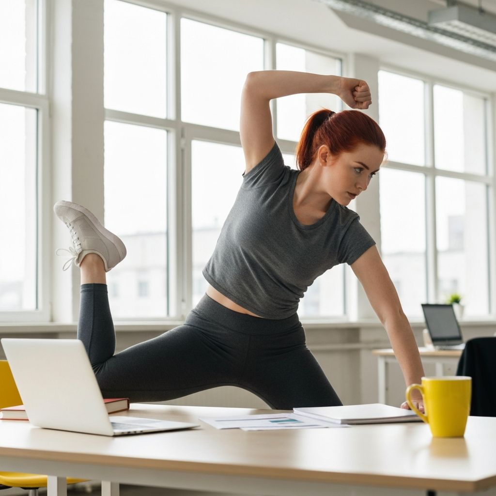 Healthy desk work setup