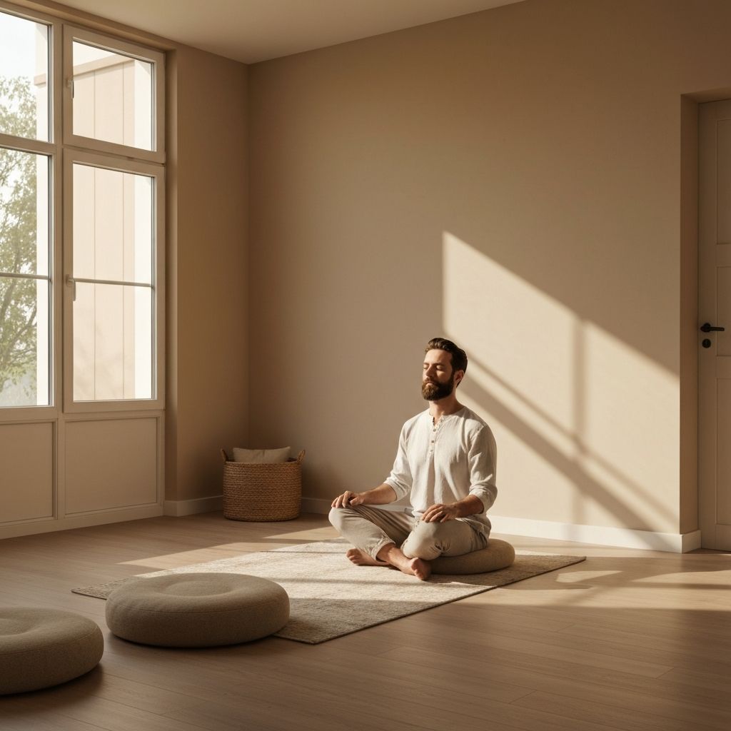 Man practicing relaxation in peaceful setting